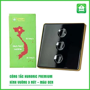 Công Tắc Cảm Ứng Hunonic BLE Premium Hình Vuông 3 Nút