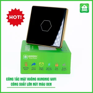 Công Tắc Cảm Ứng Wifi Hunonic Mặt Vuông Viền Vàng CSL