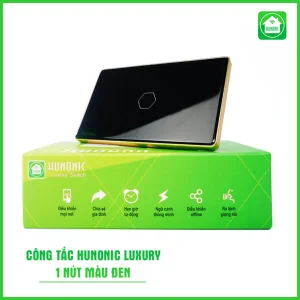 Công Tắc Hunonic BLE Luxury Hình Chữ Nhật Viền Vàng 1 Nút