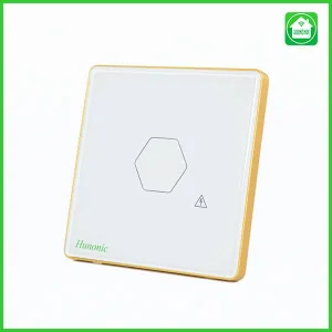 Công Tắc Hunonic BLE Luxury Hình Vuông Viền Vàng Chống Giật