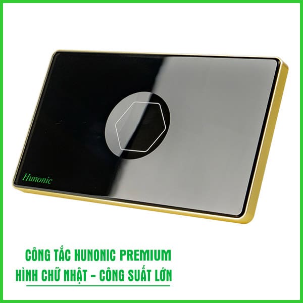 Công Tắc Hunonic PLE Premium Hình Chữ Nhật Viền Vàng CSL