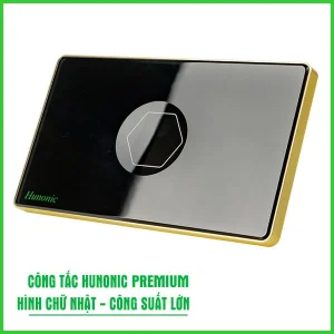 Công Tắc Hunonic PLE Premium Hình Chữ Nhật Viền Vàng CSL