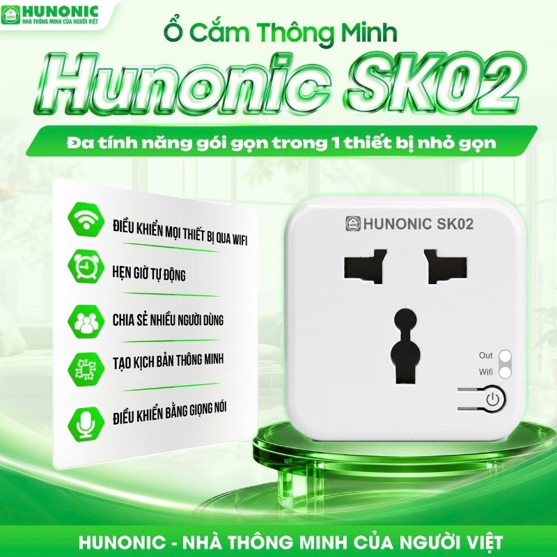 Hẹn giờ thông minh với ổ cắm Hunonic SK02