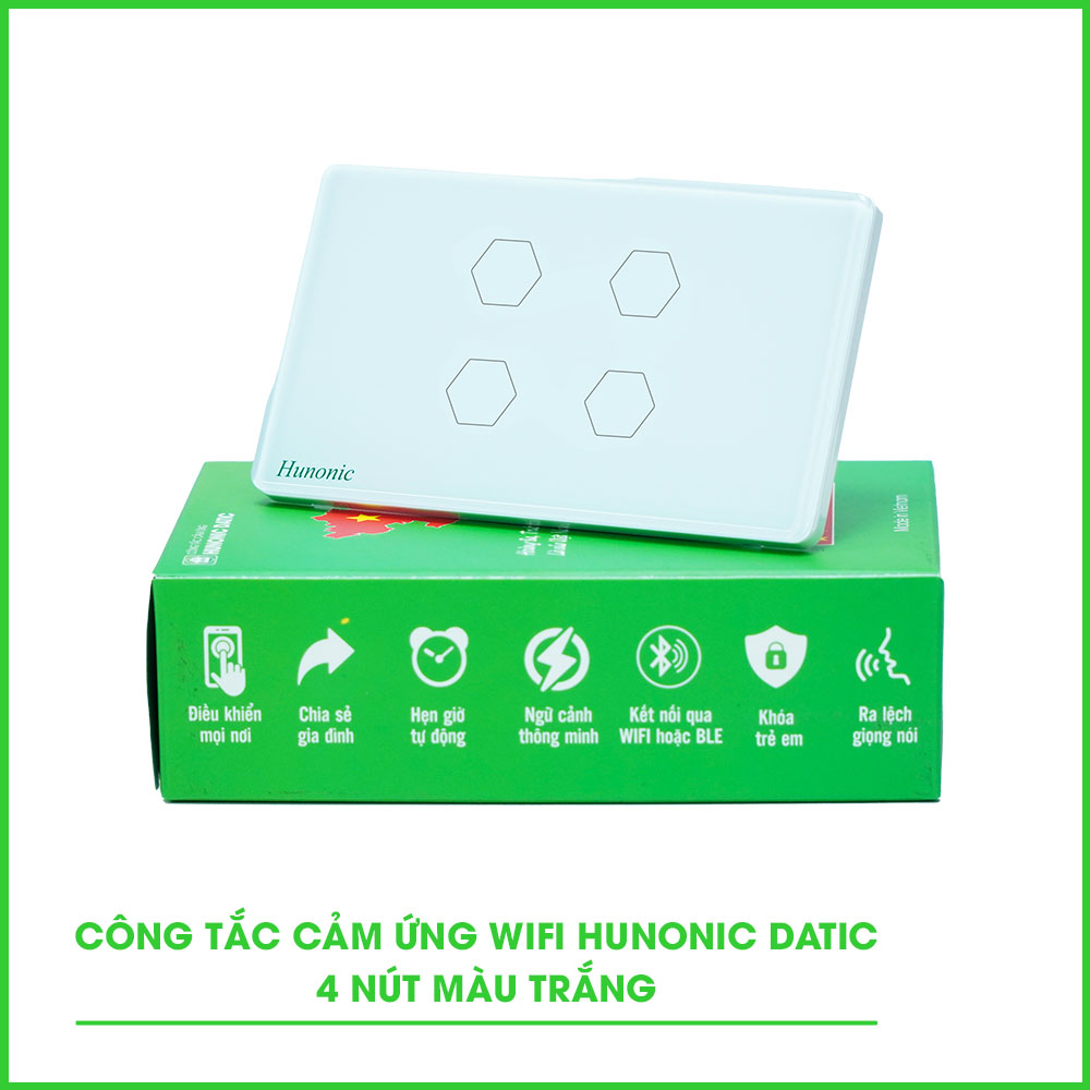 Công Tắc Cảm Ứng Wifi 4 Nút Hunonic Datic