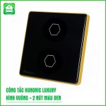 Công Tắc Hunonic BLE Luxury Hình Vuông Viền Vàng 2 Nút