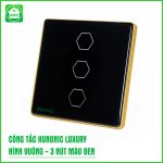 Công Tắc Hunonic BLE Luxury Hình Vuông Viền Vàng 3 Nút