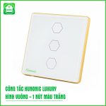 Công Tắc Hunonic BLE Luxury Hình Vuông Viền Vàng 3 Nút - Ảnh 2