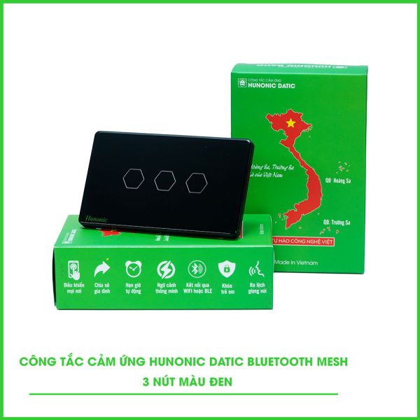 Công Tắc Cảm Ứng 3 Nút BLE Mesh Hunonic Datic