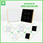 Công Tắc Hunonic BLE Luxury Hình Vuông Viền Vàng 1 Nút - Ảnh 5
