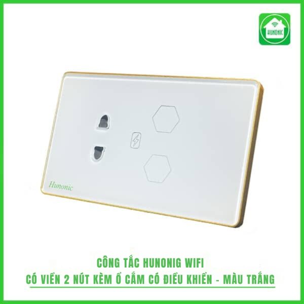Công Tắc Cảm Ứng Wifi Hunonic Hình Chữ Nhật Viền Vàng