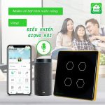 Công Tắc Hunonic BLE Luxury Hình Vuông Viền Vàng 1 Nút - Ảnh 3