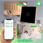Công Tắc Hunonic BLE Luxury Hình Vuông Viền Vàng 1 Nút - Ảnh 4