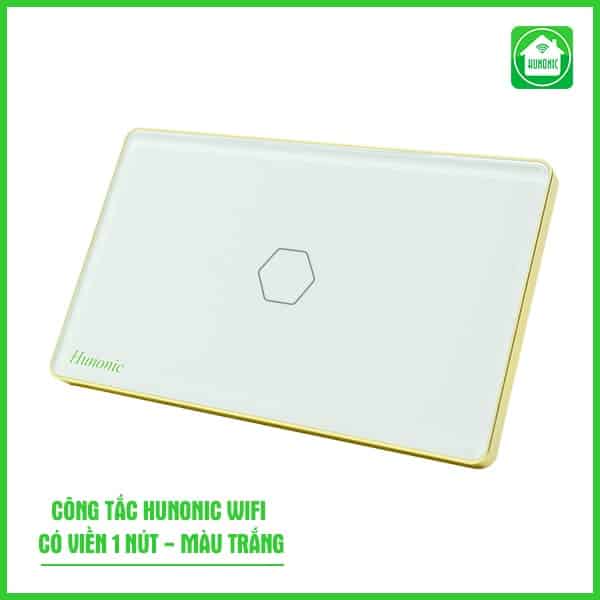 Công Tắc Cảm Ứng Wifi Hunonic Hình Chữ Nhật Viền Vàng 1 Nút
