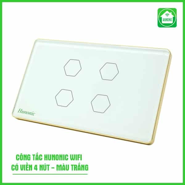 Công Tắc Cảm Ứng Wifi Hunonic Hình Chữ Nhật Viền Vàng
