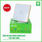 Công Tắc Cảm Ứng Wifi Hunonic Mặt Vuông Viền Vàng 1 Nút - Ảnh 4