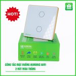 Công Tắc Cảm Ứng Wifi Hunonic Mặt Vuông Viền Vàng 2 Nút - Ảnh 2