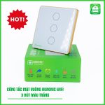 Công Tắc Cảm Ứng Wifi Hunonic Mặt Vuông Viền Vàng 3 Nút - Ảnh 2