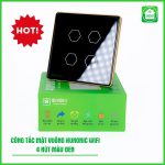 Công Tắc Cảm Ứng Wifi Hunonic Mặt Vuông Viền Vàng 4 Nút - Ảnh 7